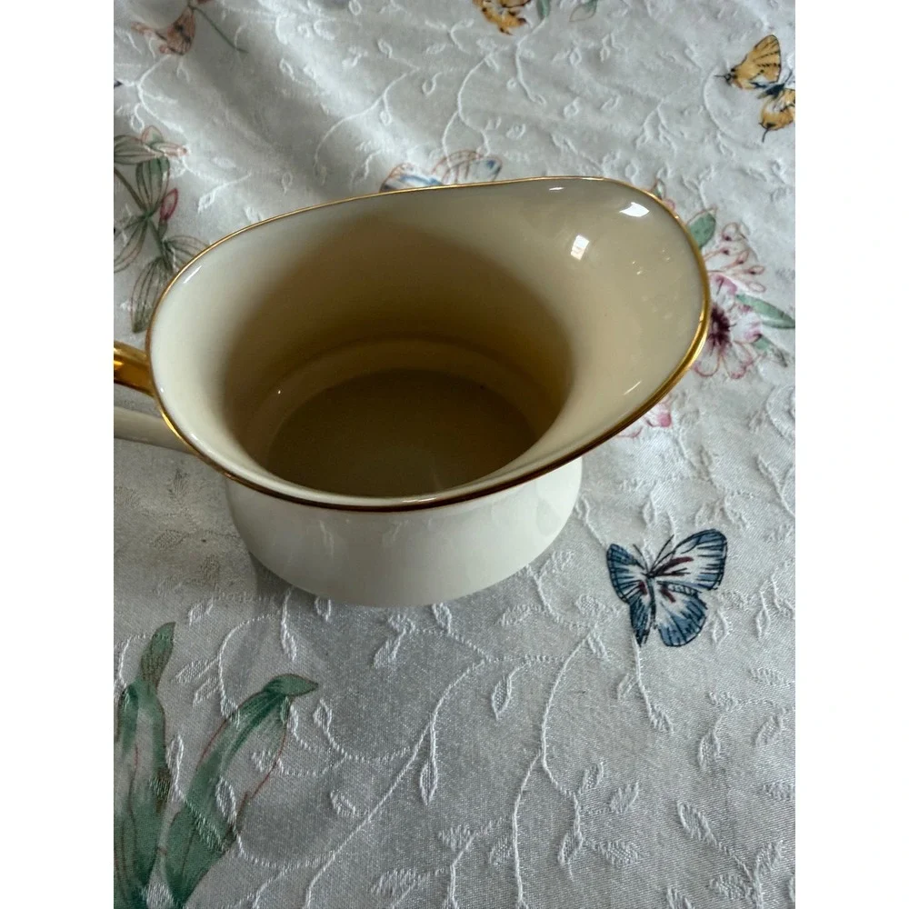 Lenox Eternal Creamer Pitcher Ivory Bone China 24k Gold Trim Made in USA